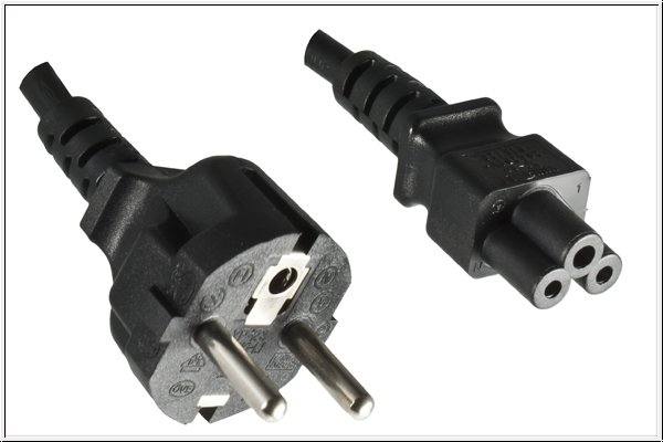 DINIC Netzkabel Europa CEE 7/7 auf C5, 0,75mm¬≤, 1m CEE 7/7 90°/IEC 60320-C5, VDE