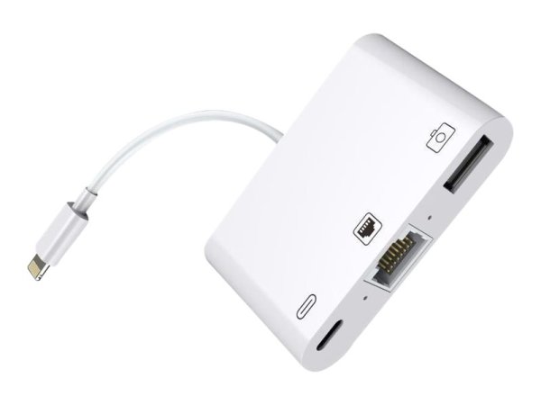 MicroConnect Lightning auf Ethernet / USB-C / USB-A - Lightning männlich zu USB, RJ-45, Lightning/US