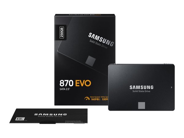 Samsung 870 EVO, 250GB SSD, interne Festplatte (2,5“)