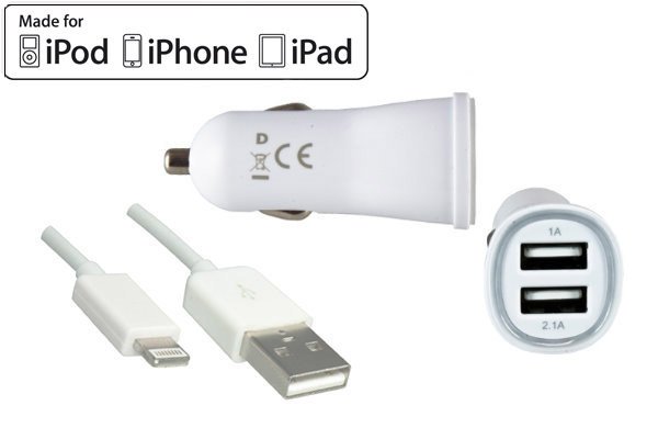 Dinic Car Kit für iPhone 5/6 / iPad - USB Kabel auf Lightning + KFZ-Ladeadapter